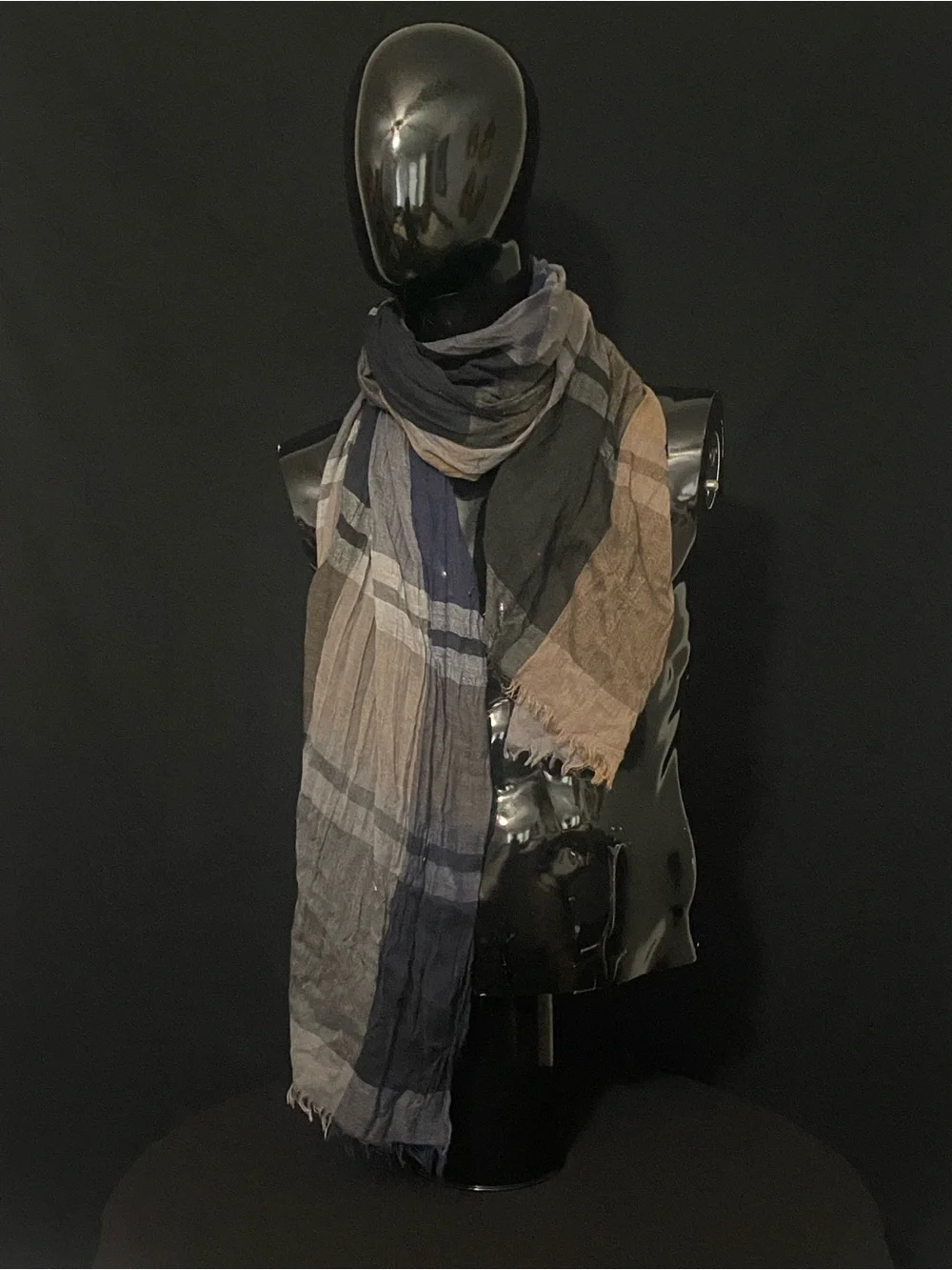 Neutral Multi-Striped Men's Scarf - Beige & Navy